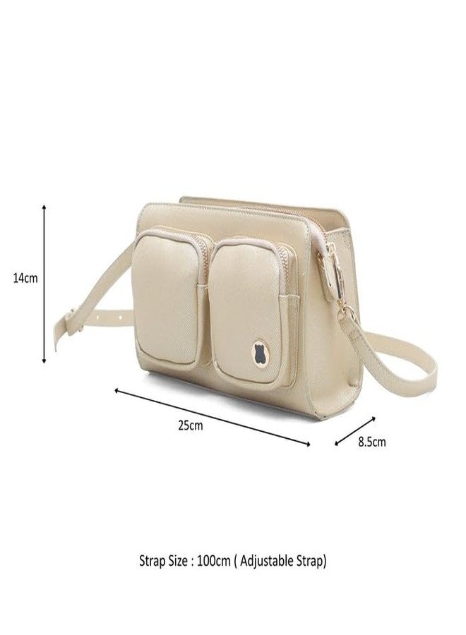 هاستر حقيبة كروس بودي روما من هامستر لندن للبنات - حقيبة يد ذهبية أنيقة، محفظة أنيقة وصغيرة الحجم من الجلد الصناعي - Image 2